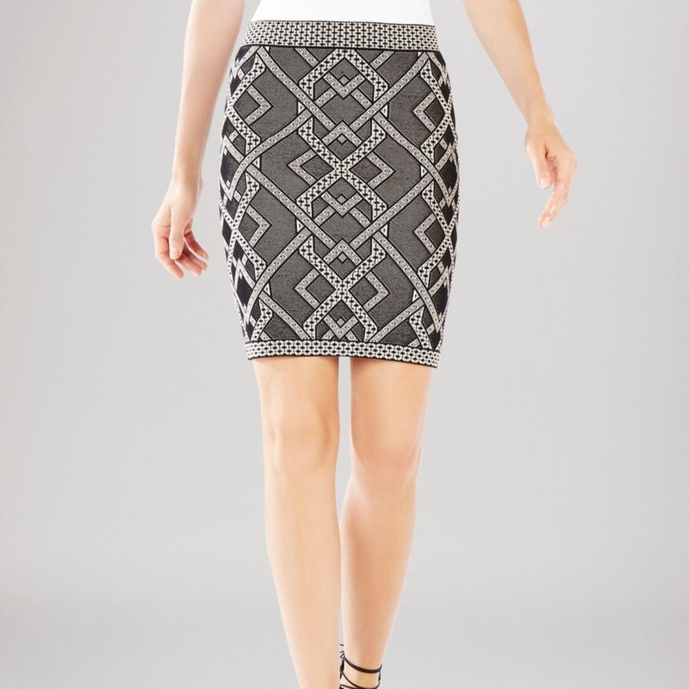 Bcbg Black Nude Patel Bodycon Skirt